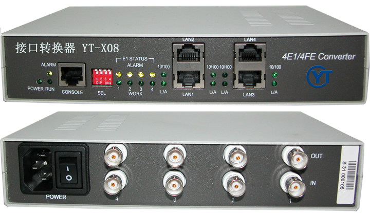 4×E1/以太網 協議轉換器YT-X08 